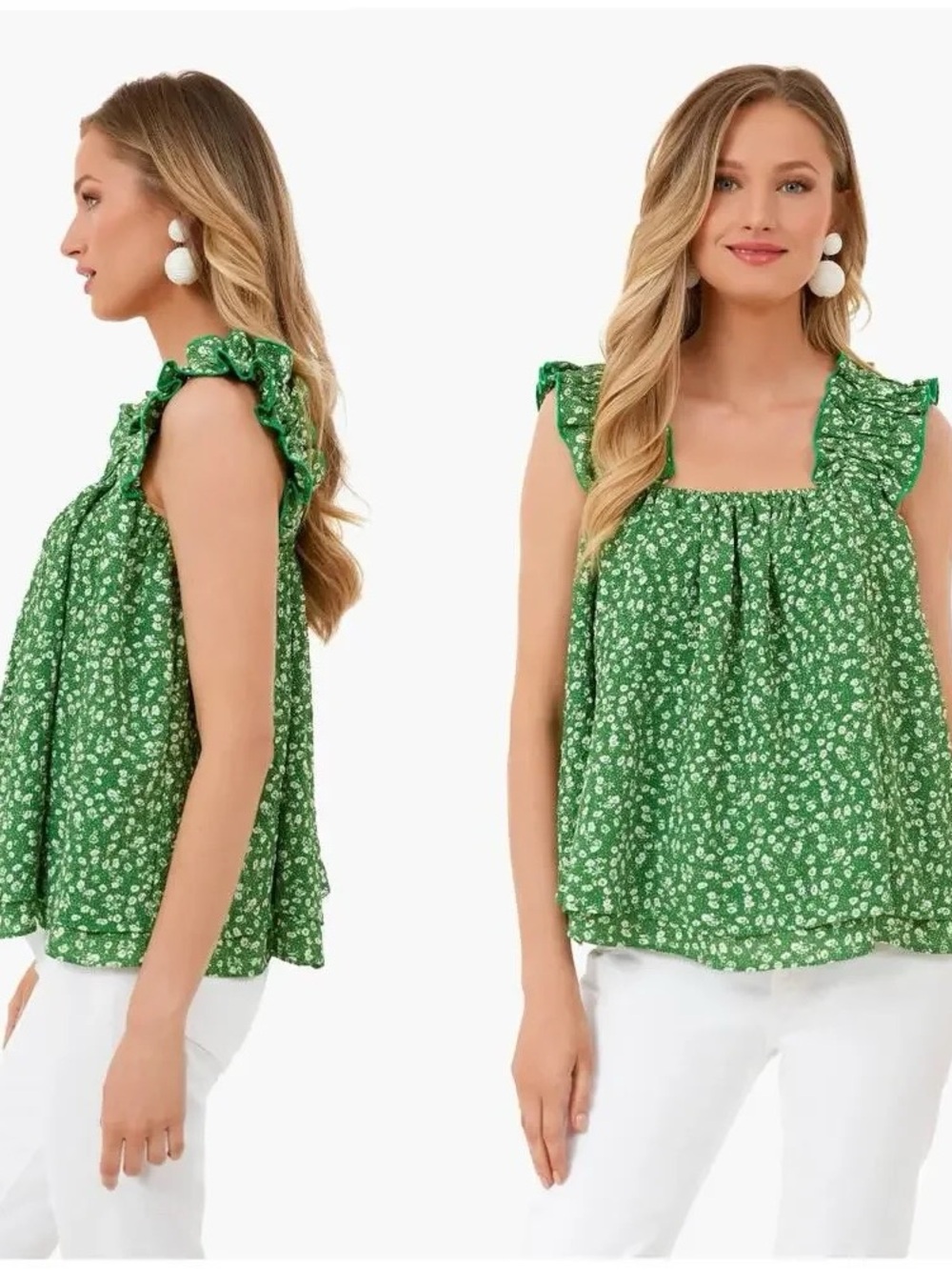 Tuckernuck Hyacinth House Green Floral Tank Top Medium